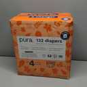 Pura Sensitive Skin Baby Diapers | Size 4 (18-31 lbs) | Hypoallergenic, Totally Chlorine Free, Fragrance Free, Up to 12-Hour Leak Protection | 6 Packs of 22 (132 Diapers)