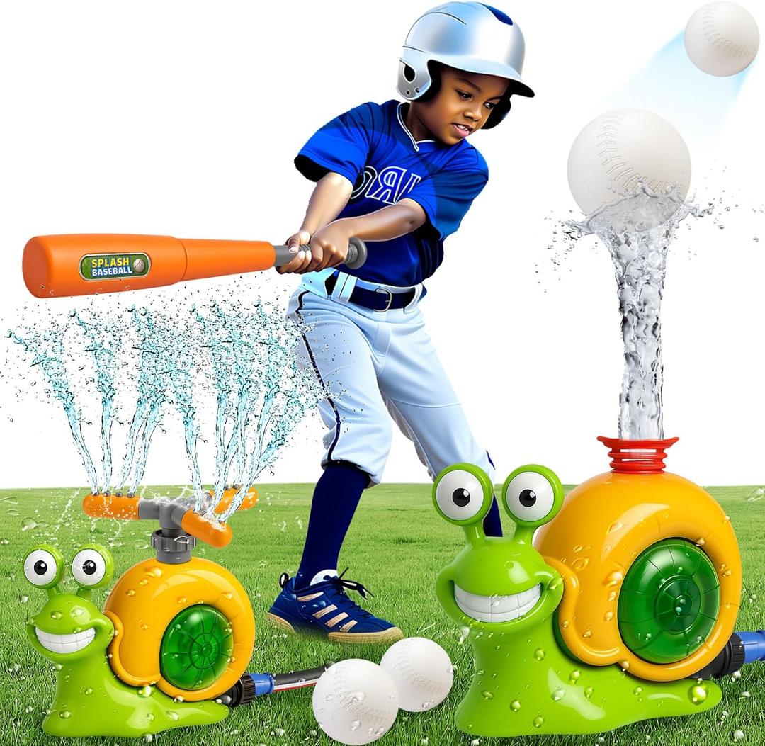 Snail T-Ball Water Sprinkler  Summer Backyard & Lawn Toys, Great for Kids Ages 3-8, Birthday Party & Pool Play