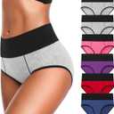 Eiggam Underwear for Women Cotton High Waist Panties Full Coverage Briefs Soft Strech Ladies Breathable Panties  Multi A-6 Pack, Medium