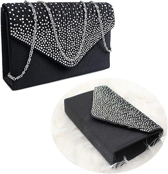 Ladies Evening bags Bridal Wedding Bag Party Handbag (Black)