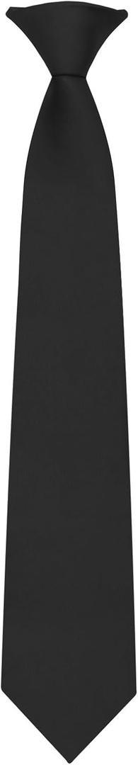 Clip on Ties for Boys, Solid Kids Tie Pre-tied Boys' Neckties for Teenager School Uniforms Graduation (Black)
