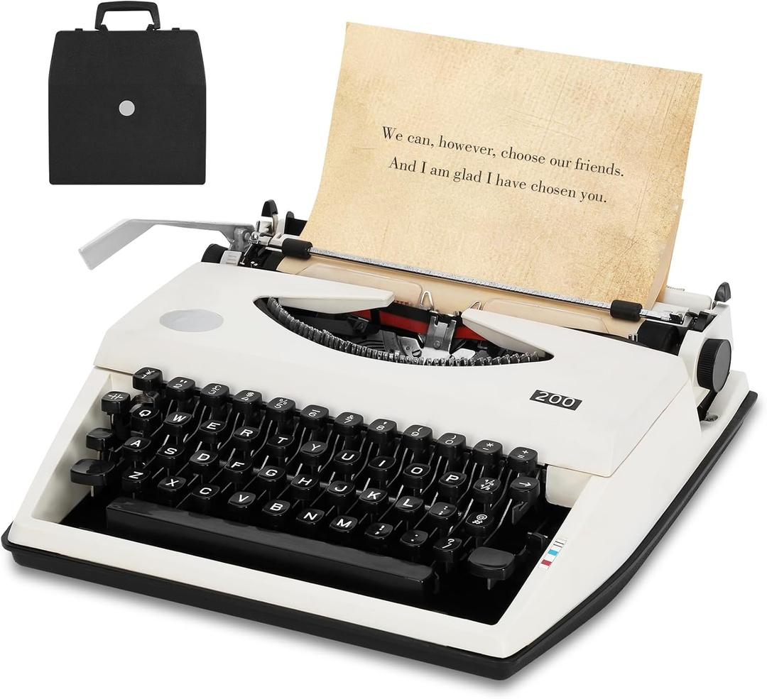 Manual Typewriter with Ribbon for Writers, Notes,Letters and Creative Writing, Fully Mechanical Retro Portable Typewriting Machine for Home and Office Vintage Decor, Classic Old Fashioned Collectible