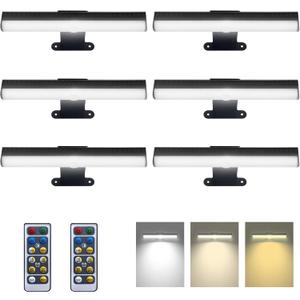 Wall Picture Lights with Remote, Dimmable Painting Light Battery Powered with 3 Lighting Colors,Timer auto-OFF, Art Display Light for Indoor Wall Pictures Paintings Frames Gallery Hallway-6PACK