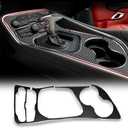 Fancemot Carbon Fiber Gear Shift Panel Trim Compatible with Dodge Challenger 2015-2023, Center Console Gear Shift Panel Cover