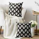 Halloween Ghosts Pillow Covers 18X18 Set of 2, Black Cream Ghost Spooky Throw Pillowcases Outdoor Holiday Scary Theme Pillow Cases Farmhouse Cushion Cases Couch Sofa Bed Home Decor