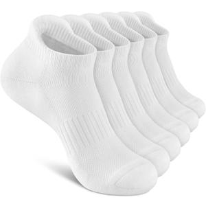 Felicigeely Ankle Athletic Running Socks Low Cut Sports Socks Breathable Cushioned Tab Socks for Men Women 6 Pairs (9-12, Pure White)