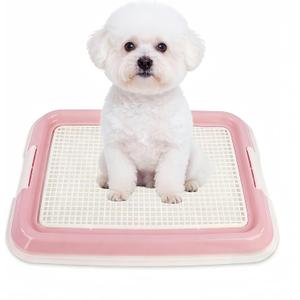 Dog Potty Tray for Small Dogs, Puppy Potty Training Tray 19.7"x14.5" Indoor Dog Toilet, Leak-Proof Pet Pads Holder (Pink)