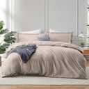 Hearth & Harbor Linen Duvet Cover Full Size - 3 Piece Bedding Set, Soft Double Brushed Comforter Cover Set with Button Closure, 1 Full Duvet Cover 80x90 inches and 2 Pillow Shams