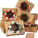 12pcs Christmas Cookie Boxes - 8.25inx5.75inx2.75in - Kraft Paper Bakery Treat Boxes for Holiday Gifts & Parties (brwon)