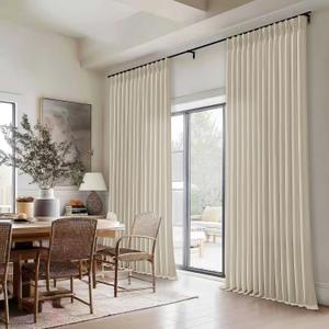 Beige Oatmeal Linen 108 Inch Curtains 70 Inch Wide for Living Room Divider Privacy Pinch Pleated Drapes Hooks Rings Back Tab Farmhouse Light Filtering Extra Wide Curtains for Patio Balcony 70x108