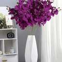 38 Inch Purple Flowers Faux Orchid 6 PCS Orchids Artificial Flowers Velvet Flowers Long Stem Artificial Flowers for Tall Vase for Home Wedding Decoration(Dark Purple)