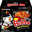 Samyang Buldak Korean Spicy Chicken Stir Fried Ramen Original Flavor Spicy Noodles Authentic Korean Ramyun 4.94 oz (Pack of 5) (24.7 Ounce (Pack of 1))