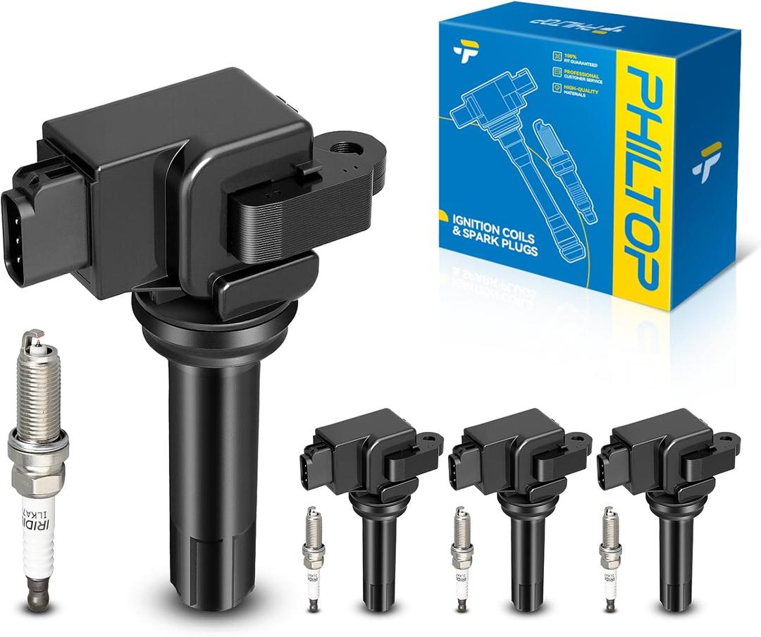 PHILTOP Ignition Coil Pack and Iridium Spark Plugs Fits for Subaru 2011-2012 Forester 2.5L, Subaru 2012 Impreza 2.0L, 4PCS UF664