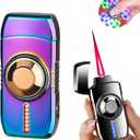 Smart Torch Lighter - Windproof Red Flame Refillable Lighter with 4 Ignition Modes, Voice-Activated Spinner Butane Lighters (Without Fuel) (Colored Ice)