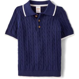 Gymboree Boys' and Toddler Short Sleeve Sweater Polo Shirt (2T, Blackcurrant)