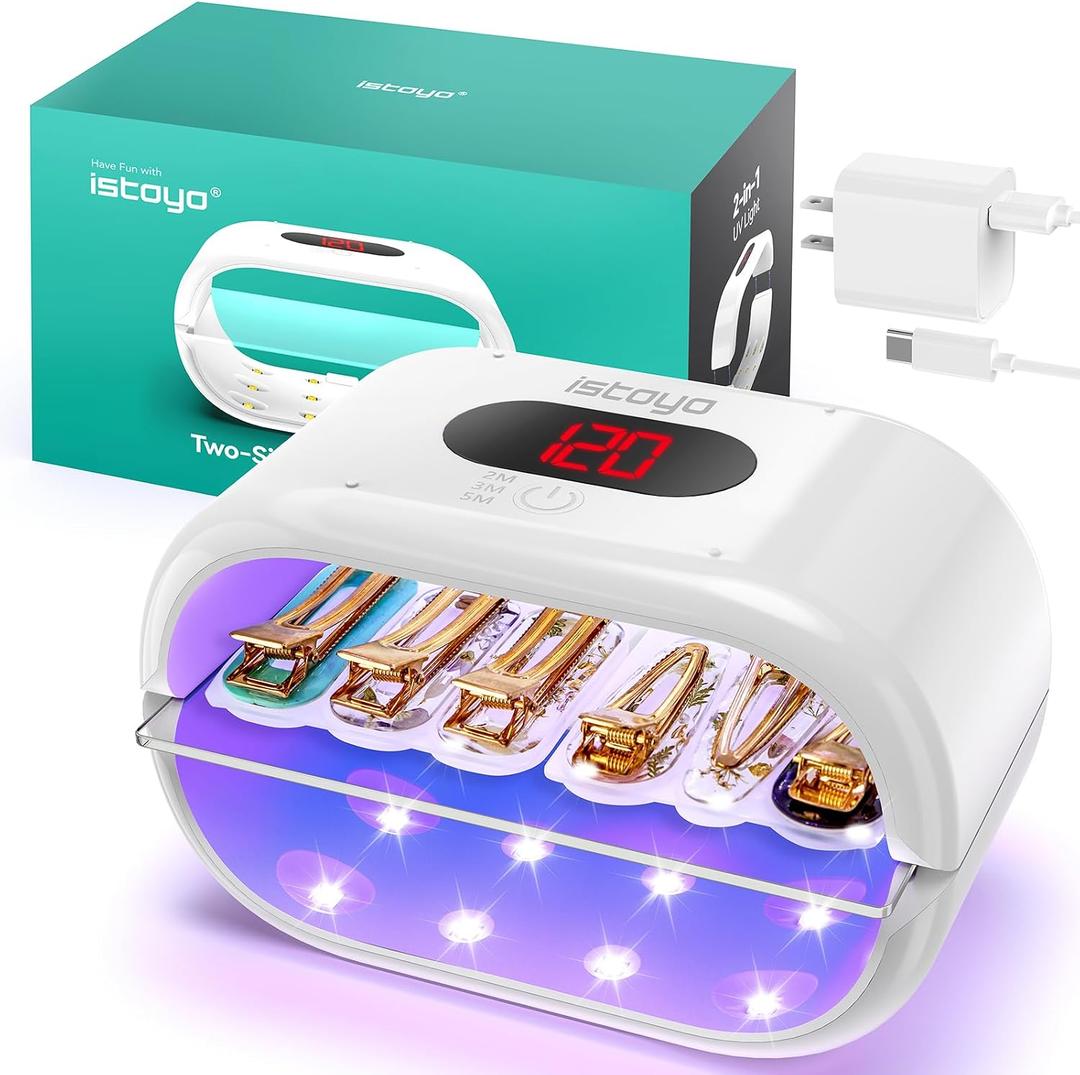 ISTOYO Two-Sided UV Resin Light, UV Light with Digital Display and Longer Time Setting(2m,3m,5m),Split Usagable, Large UV Lamp for Resin Curing, Jewelry Making, DIY Craft