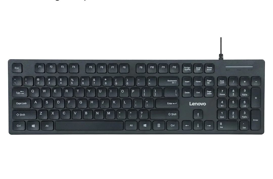 Lenovo 305 Wired USB-C Keyboard with Numeric Keypad, Full Size Keyboard, Slim Design, Black, USB-C Connectivity, Dedicated Function & AI Keys, for Gaming PC, Laptop, Desktop, Tablet, Home Office