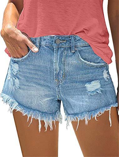 onlypuff Blue Jean Shorts Casual Mid Rise Distressed Zipper Pocket Shorts XXL onlypuff Blue Jean Shorts Casual Mid Rise Distressed Zipper Pocket Shorts XXL