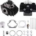 44mm 60cc Cylinder Piston Gasket Top End Rebuild Kit for Yamaha PW 50 1981-2009 QT50 1979-1987