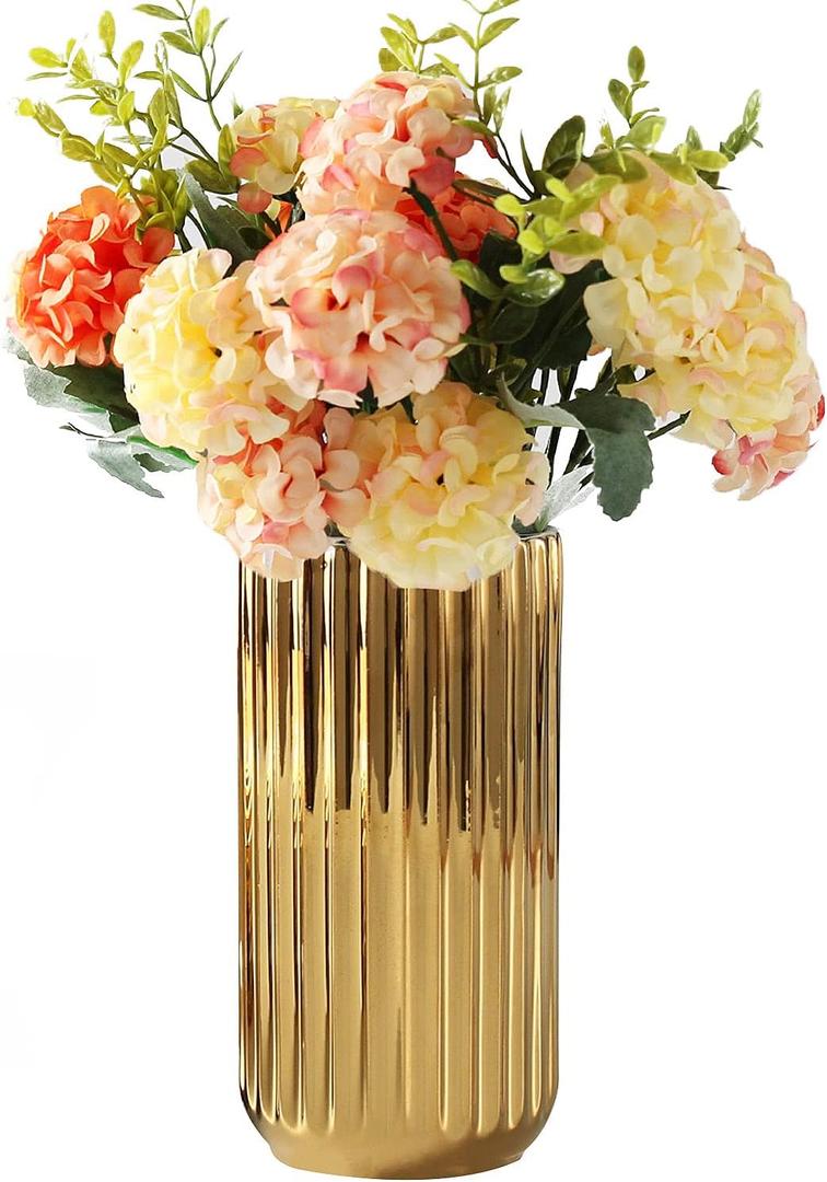 WHJY 7 inch Nordic Minimalist Ceramic Vase, Creative Home Decoration, Home, Office, Centerpiece,Table and Wedding, Bridal Shower - Gold Finish