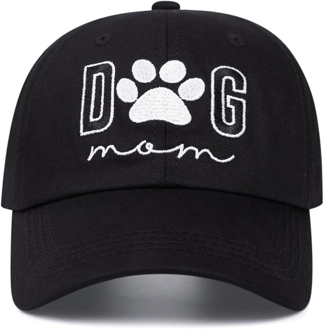 Dog Mom Hat Embroidered Baseball Cap for Women Gifts for Dog Lover (Black)