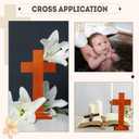 Bucherry 4 Pack 7.87 Inch Wood Crosses with Stand, Wooden Crosses Easter Cross Tabletop Decor Religious Christian Gift Baptism Centerpiece for Table Craft Wedding Church Sunday First Communion (Brown)