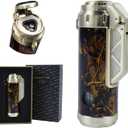Torch Lighter,Triple Jet Flame Refillable Windproof Adjustable Butane Gas Lighter with Punch for Candle,Camping,Grill (Fuel Not Included)