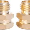Brass Pipe to Hose Connector Fitting, Female Pipe Thread x Male 3/4 Hose Thread(2 Pack) (3/4NPT female to 3/4 GHT male)
