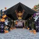 8 Panels 5ftx30ft Black Ceiling Drapes for Halloween Parties 30 FT Extra Long Thick Polyester Wrinkle-Free Drapery Tent Decor Decorations for Birthday Party Ceremony Stage Swag, 60"w X 360"l