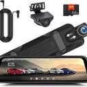 Rear View Mirror Camera, Mirror Dash Cam for Car 1080P Front & Rear Mirror Cameras 9.66 Inch HD IPS Full Touch Screen 64G Card Night Vision Motion Detection Loop Recording 24H Parking Monitor GSensor