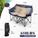 Double Camping Chair, Padded Loveseat Camping Couch, Oversized 2 Person Camp Chairs with Carry Bag,Heavy Duty Folding Lawn Chair for Adults Portable Outdoor Folding Sofa for Patio Backyard, Blue