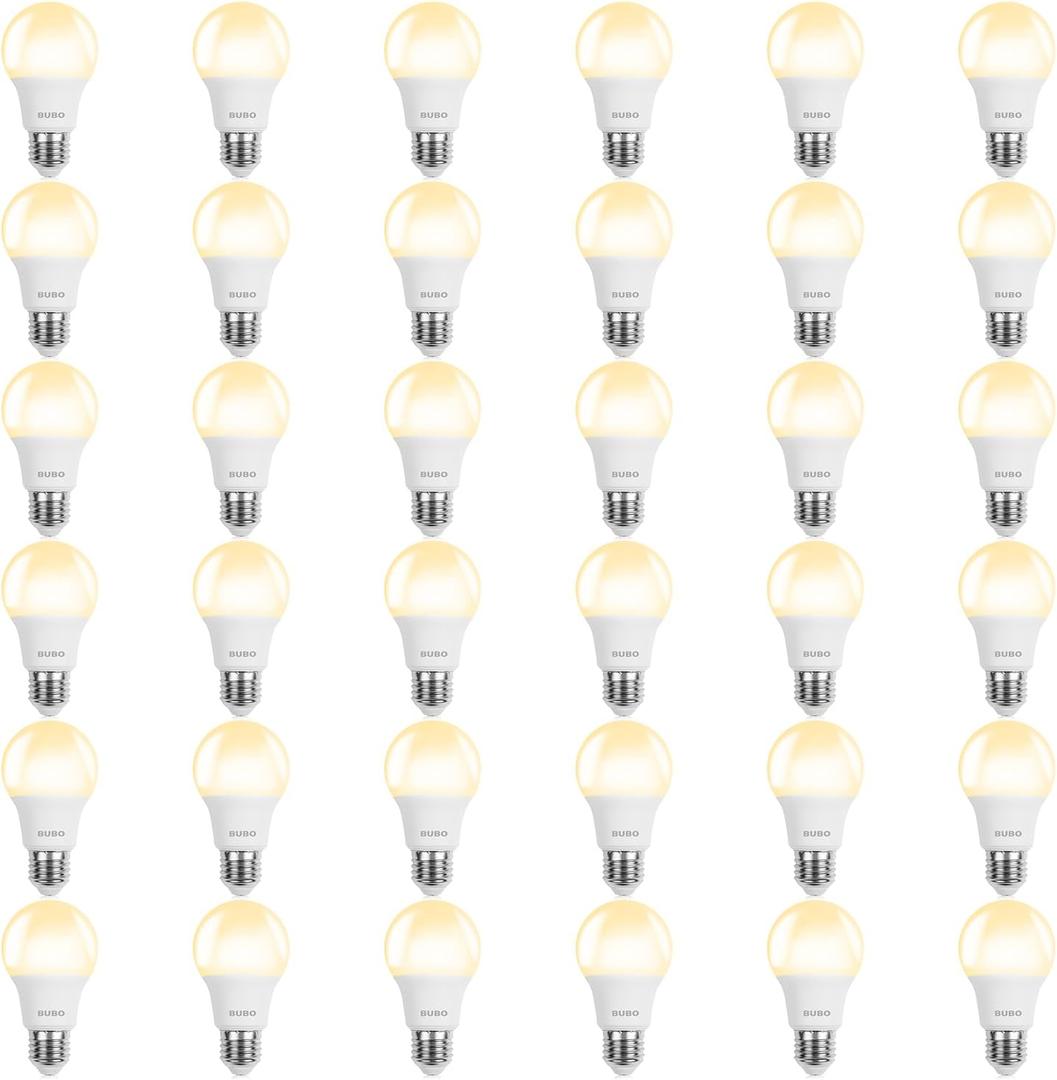 BUBO 36 Pack A19 LED Light Bulbs, 40 Watt Equivalent Soft White 2700K, E26 Base, Efficient 5W, 550 Lumens, Non-Dimmable LED Bulbs, 80+ CRI, Ideal for Home Office Kitchen
