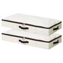AMJ 2-Pack 4” Height Under-Bed Storage Baskets | Foldable Fabric Drawers for Clothes, Shoes, and Bedding, Beige