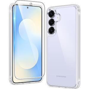 FNTCASE for Samsung Galaxy S25-FE Case: for Samsung Galaxy S25 FE Clear Military Grade Drop Protection Anti Yellowing Cell Phone Cover - Rugged Shockproof Protective Bumper Transparent Phonecase