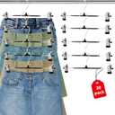 Pants Hangers with Clips Adjustable Heavy Duty Non-Slip Skirt Hangers, Space Saving Clips for Trousers, Jeans, Shorts & Kids Clothes (20 Pack, Black)