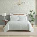 Laura Ashley - Twin Quilt Set, Simple, Comfortable and Breathable Bedding with Matching Sham(s), Super Soft and Cozy Home Decor (Oxford Stripe Green, Twin)
