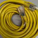 HUANCHAIN 12/3 Gauge Heavy Duty Outdoor Extension Cord 50 ft Waterproof with Lighted end, Flexible Cold-Resistant 3 Prong Electric Cord Outside, 15Amp 1875W 12AWG SJTW, Yellow, ETL