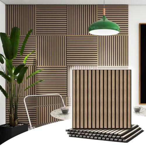 TRAIN2 ART 6 Pcs Wood Slat Acoustic Panels, 3D Fluted Wood Panel Sound Absorbing Panel for Wall and Ceiling, Decorative Sound Proof Panels (Walnut, 4pcs - 23.6 X 23.6 in) TRAIN2 ART 6 Pcs Wood Slat Acoustic Panels, 3D Fluted Wood Panel Sound Absorbing Panel for Wall and Ceiling, Decorative Sound Proof Panels (Walnut, 4pcs - 23.6 X 23.6 in)
