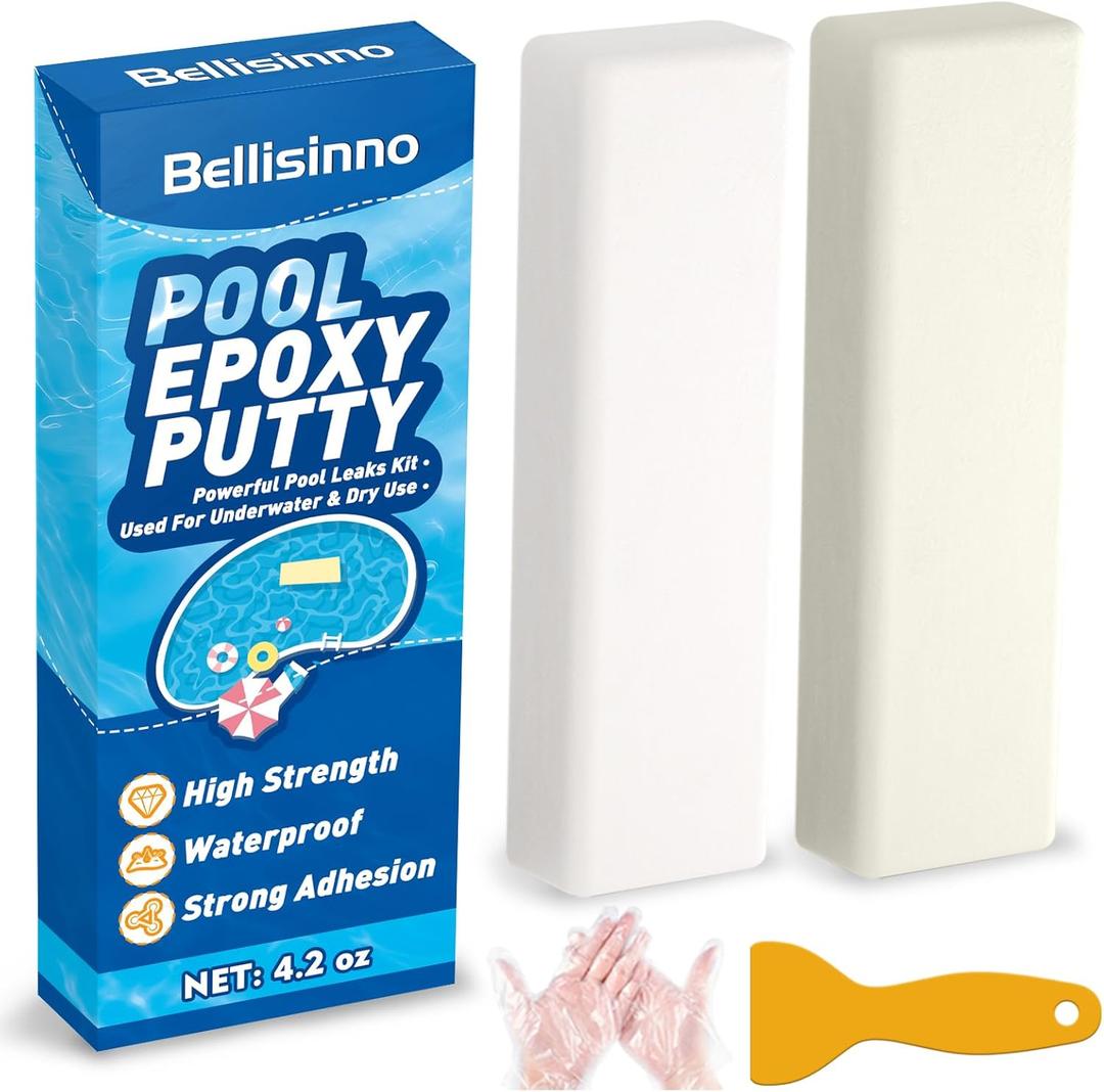 Bellisinno Pool Putty 4.2 oz. White Pool Epoxy Putty, 2-Part Underwater/Above-Water Repair