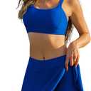 ZAFUL Women's High Waisted Skirt Bikini Sets Sporty 2 Piece Bikini Skirt Set Scoop Neck Bathing Suits with Swim Skirts XL