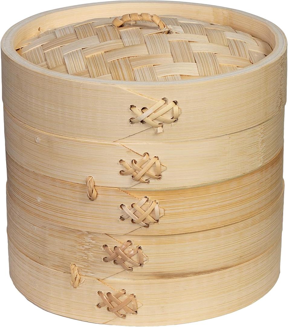 Joyce Chen 2-Tier Bamboo Steamer Baskets, 6-Inch