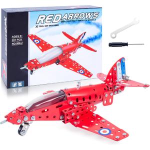 STEM Assembled Model Plane Kit Building Toy, 201 Pieces STEM Projects Airplane Building Kits for Kids Age 8-12, STEM Educational Model Kit Gifts for Teenage Boys & Girls 8+, Red, 7*9*3 inch