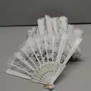 29 Pieces Rose Lace Floral Hand Fans Retro Elegant Chinese Folding Fan White Vintage Bridal Handheld Dancing Fan Props for Wedding Party Church Ladies Favors (Gold)