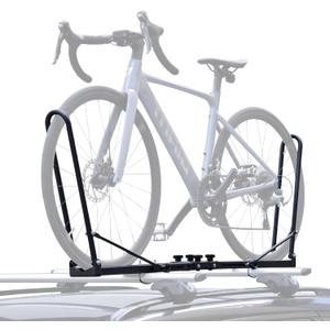 Roof Bike Rack Mount for Car & SUV, Foldable Upright Bicycle Carrier with Two Arms, 1-Bike Rooftop Carrier, only for Removable Roof Crossbars