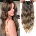 20" Wavy Hair Topper 6.5"x6.5" Base Size Hair Toppers for Women Synthetic Hairpieces for Women with Thinning hair Wavy Clip In (Gradual brown)