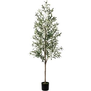 6ft Faux Olive Tree, Artificial Olive Tree Indoor, High Imitation Silk Plant Fake Olive Tree with Realistic Leaves and Fruits, Suitable for Home Living Room Office Decoration