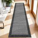 Ileading Black Runner Rugs for Hallway 2'x8' Non Slip Farmhouse Long Kitchen Floor Mats with Rubber Backing Absorbable Throw Rugs Machine Washable Indoor Decor Carpet for Corridor Petmat Entryway