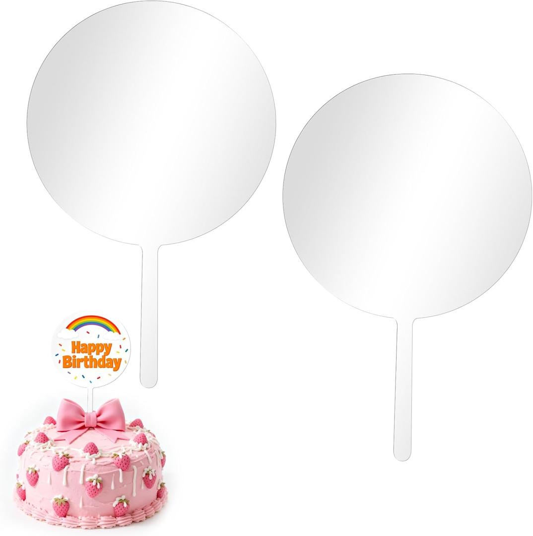 2 Pieces 6 Inch Acrylic Cake Topper Blank Round Clear DIY Birthday Cake Topper for Birthday Custom Wedding Festival Party