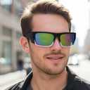 Safety Sunglasses ANSI Z87 for Men Classic Square Sunglasses UV 400 Protection and Includes Removable Side Shields