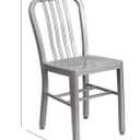 Flash Furniture Gael Indoor/Outdoor Modern Metal Dining Chairs, Commercial-Grade Galvanized Steel Restaurant Chairs, Set of 2, Silver
